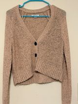 American Eagle Outfitters 3-Button Pink Gray Speckled Cardigan Sweater Size XS Photo 0