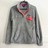 Patagonia Re-Tool Snap-T Fleece Pullover Gray Coral Pink Polartec Womens Large Photo 0