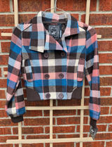 NEW Beverly Hills Polo Club Wool Blend Plaid Crop jacket Medium Photo 0