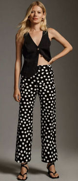 Anthropologie Colette Cropped Wide-Leg Trousers Maeve Ponte Edition polka dot 27 Photo 0