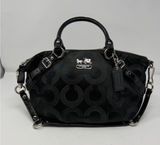 Coach Madison Dotted Op Art Sophia Satchel Bag Black Patent Trim Women Small Photo 0