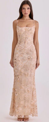 House of CB Blush Embroidered Lace Maxi Dress Photo 0