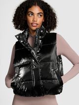 PINK Victoria's Secret Black Shiny Quilted Puffer Vest Photo 0