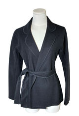 Minimalist Belted Wrap Wool Jacket Notched Lapel Tie Waist Banana Republic Photo 0