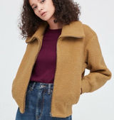 Uniqlo Teddy Fleece Cropped Full Zip Long Sleeve Jacket size medium Photo 0