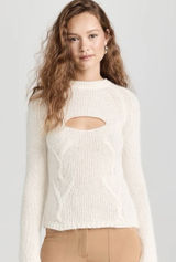Gimaguas Ori Cutout Sweater Jumper Size Small‎ White Cable Knit Alpaca Blend Photo 0