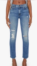 MOTHER Denim Mid Rise Dazzler Ankle Fray jeans in the "Weekend Warrior" size 28 Photo 0
