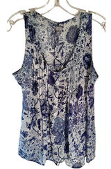 Converse One Star Blue Floral Sheer Sleeveless Top Size M Worn By Actress On TV Photo 0