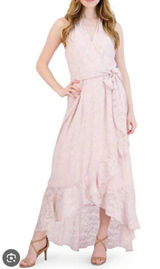 Julia Jordan Pink Floral Burnout Halter Neck Wrap Maxi Dress Size 2 NWT Photo 0