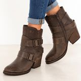 Naughty Monkey Cross My Heart Brown Distressed Leather Buckle Ankle Boots Women’s Size 9 Photo 0