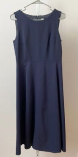 J.Crew‎ 6 Navy Blue Wool Midi Dress Career Minimalist Preppy Workwear Photo 0
