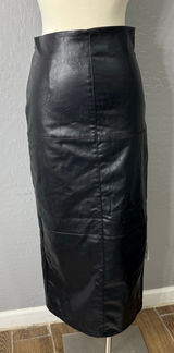 ASOS Topshop Midi Faux Leather Skirt, Black, 2 Photo 0