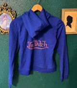 New Von Dutch Neon Blue Signature Full Zip Hoodie Size Med Y2K Photo 0