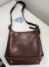 Vintage Unbranded Mahogany Leather Ergo‎ Crossbody Bag Minimalist 90s Style Photo 0