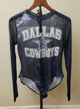 NFL Dallas Cowboys Sheer Mesh Long Sleeve Bodysuit, Size L. Photo 0