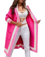 Vibrant Color Block Knit Long Cardigan - Soft & Oversized Size XL Photo 0