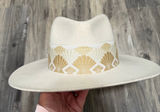 Olive & pique free people cream white brimmed hat fedora with seashells Photo 0