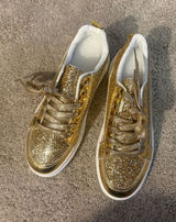 Gold Glitter Women’s Low-Top Sneakers size 43 euro size 11/12 Photo 0