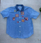 Vintage 90's Teddi Teachercore Cottagecore Blue Cotton Button-up Women's Petite Photo 0