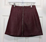 Bershka burgundy zippered leather skirt size xs Photo 0