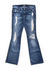7 For All Mankind A Pocket Distressed Flare Jeans Destroyed Y2K Indie Sleaze Photo 0