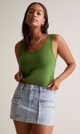 5/$35 PacSun Womens Tank Top Sz M Contour Easy‎ Sculpting Green Cropped Crop Photo 0