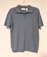 Vintage Alfred Dunner Womens Blue Diamond Knit Short‎ Sleeve Polo Sweater Top M Photo 0