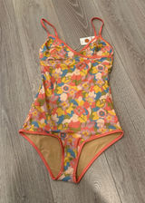 NWT Mollusk Surf Shop Oona One Piece Swimsuit Bathing Suit Small Pink Bouquet Photo 0