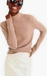 J.Crew Merino Wool Supersoft Yarn Alpaca Mock‎ Neck Sweater Ribbed Trim Medium Photo 0