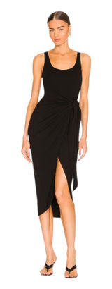 LBLC The Label Revolve Eva Dress Black Faux Wrap Midi Dress XS NEW with Tags Photo 0