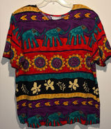 Jessica Howard Woman Vintage Elephant Sunflower Art to Wear Shoulder Pads SZ 20 Photo 0