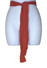 Savannah Morrow Long Tie Belt Scarf‎ Rust Color Crinkle Gauzy 63"x3" Cotton NWOT Photo 0