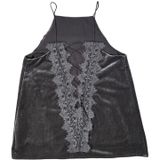DO+BE Velvet Lace Up Back Cami Tank Top Gray Women's M Style Y14120 Photo 0