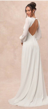 Lulus Angelic Adoration White Backless Maxi Dress Size XL NWT Wedding Vintage Photo 0