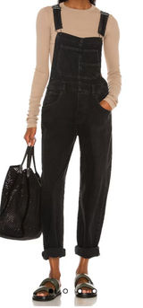 Free People We The Free Black Denim Women's Overalls Photo 0