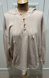 Aerie Beach Weekend Oversized Hoodie Women's Small Beige‎ Pockets Comfy Photo 0