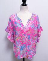 Lilly Pulitzer Pink Isle Quinna Shell Me Something Good V Neck Short Sleeve Top Photo 0