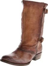 Freebird by Steven Knox Mid Calf Boot Slouch Leather Buckle Stacked Heel Brown 8 Photo 0