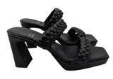 Jeffrey Campbell Amaryllis Black Braided Square Toe Block Heel Sandals Size 8.5‎ Photo 0