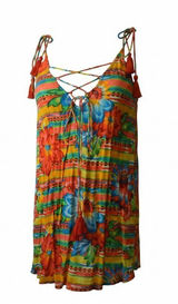 ASOS Floral Stripe Tassel Mini Dress / Cover-Up NWT Women's US 10 NWT Photo 0