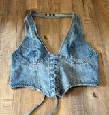 Edikted Denim Corset Halter Top Photo 0