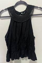 Zara Black Crochet Collar Sleeveless Peplum Blouse Boho crop y2k Top XL Photo 0
