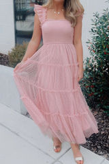 Blue Pepper Smocked Midi Dress Photo 0