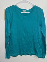 J. Crew Womens Teal Slub Cotton Long Sleeve Crewneck T-Shirt Size S (E) Photo 0