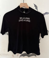 Killstar Wednesday Addams Collab Black Velvet Mock Neck Top XL Allergic To Color Photo 0