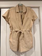 Free People linen blend Beige/Tan‎ Utility Romper Shorts XS nwt Photo 0