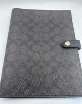 Coach Signature C Notebook Cover Brown Black Canvas Leather Snap 7x9 Photo 0