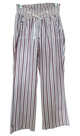 Ci Sono Linen Wide Leg Striped Pants Large Smocked Waist‎ Coastal Nautical Beachy Summer Photo 0