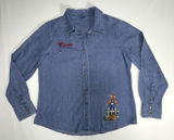 VTG 90s Women's M/L Denim Halloween Embroidered Button Down Long Sleeve Shirt Photo 0