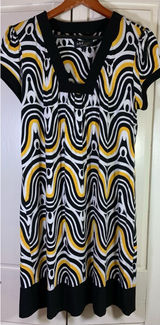ABS Allen Schwartz Retro Y2K 70s Style Dress Womens Large‎ Square Neck Stretch Photo 0